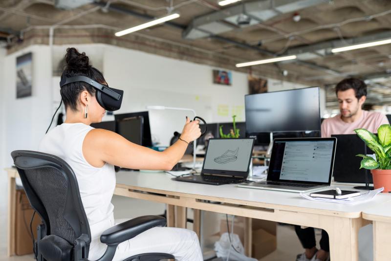 Woman working with VR